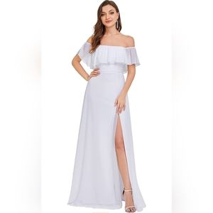 Long White Strapless White Bridesmaid/Formal Dress